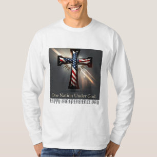 Camiseta Uma Nação sob Deus: Patriótico Cruzado Personaliza