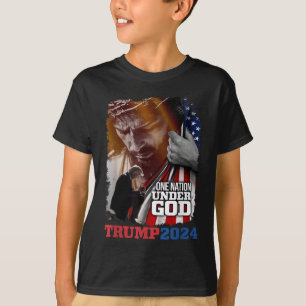 Camiseta Uma Nação Sob Deus Presidente Trump 2024 América