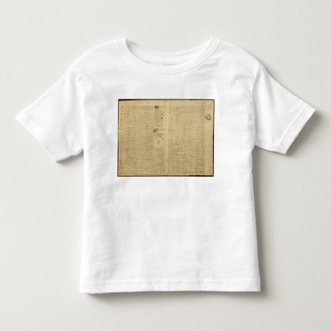 Camiseta Uma página do códice Leicester, 1508-12 (Frente)