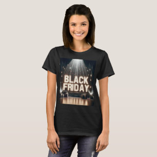 Camiseta uma palco com uma placa que diz sexta-feira negra