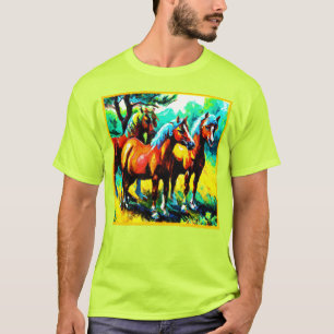 Camiseta Uma Peça De Arte De Cavalo Brilhante E Alegre. Com