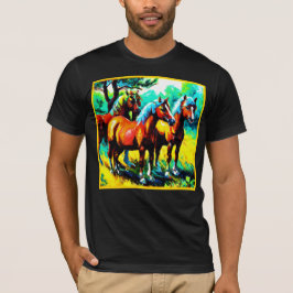 Camiseta Uma Peça De Arte De Cavalo Brilhante E Alegre. Com