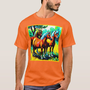 Camiseta Uma Peça De Arte De Cavalo Brilhante E Alegre. Com
