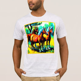 Camiseta Uma Peça De Arte De Cavalo Brilhante E Alegre. Com