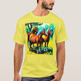 Camiseta Uma Peça De Arte De Cavalo Brilhante E Alegre. Com