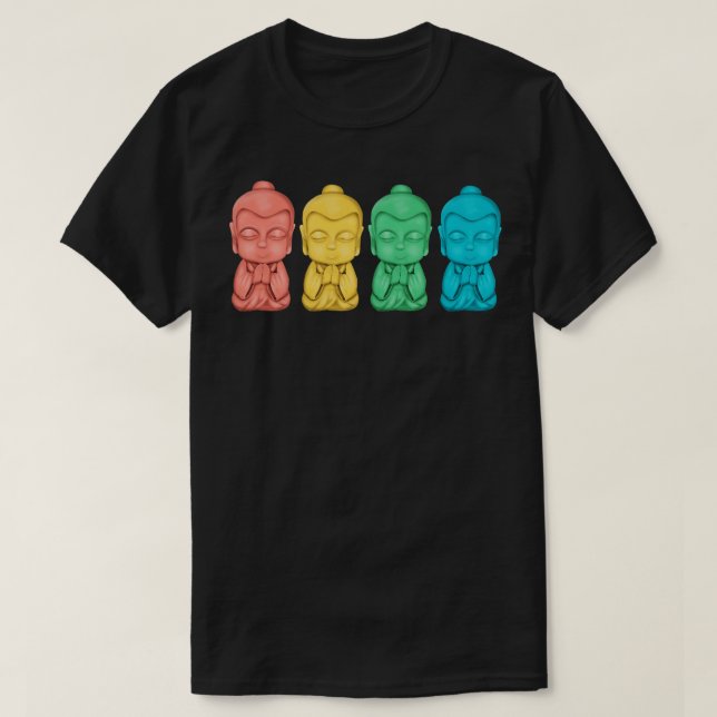 Camiseta Uma pequena fila de budas (Frente do Design)