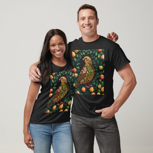 Camiseta Uma Perdiz Em Um Estêncil Estilo Árvore de Pera (Unissex)