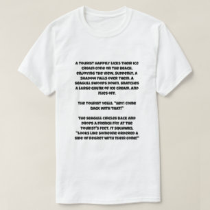 Camiseta Uma piada IA sobre uma gaivota e um sorvete