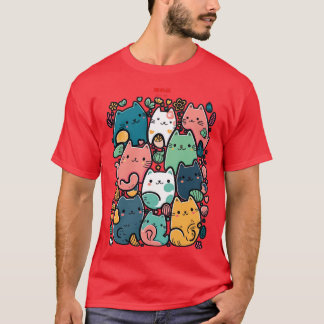 Camiseta Uma pilha de gatos