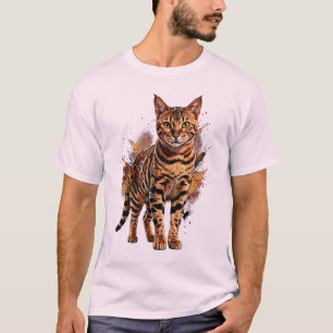Camiseta Uma pintura com olhos vigilantes: Um gato Bengal e