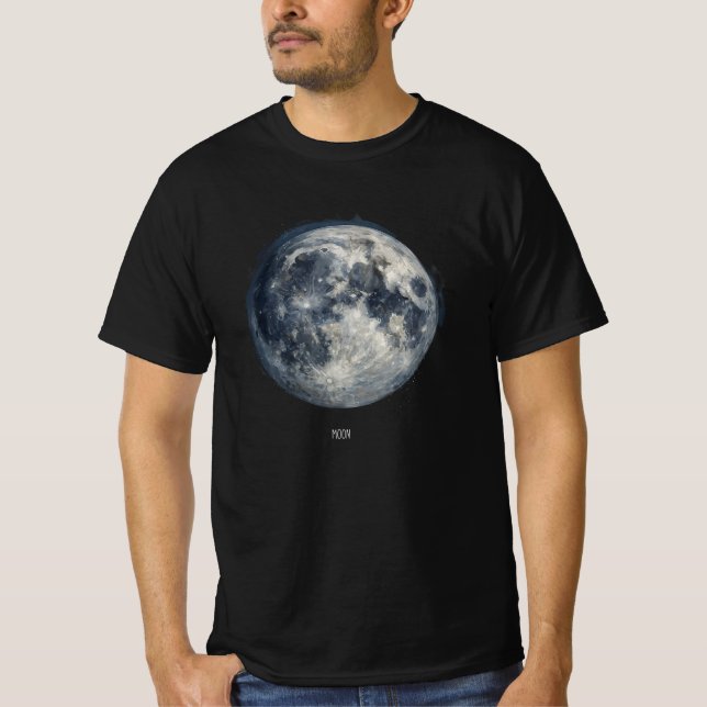 Camiseta Uma pintura da lua no espaço (Frente)