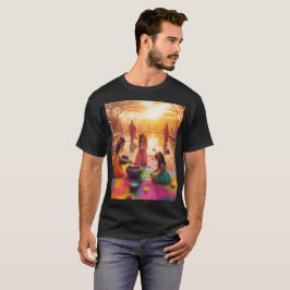 Camiseta uma pintura de um grupo de meninas brincando na ág