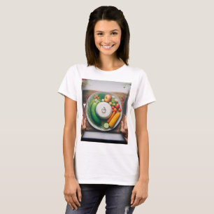 Camiseta uma placa de comida com uma placa de vegetais