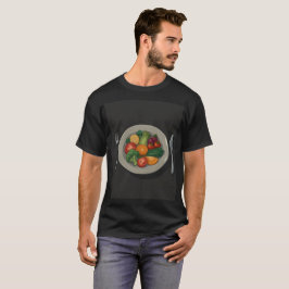 Camiseta uma placa de produtos hortícolas e fruta com um ga