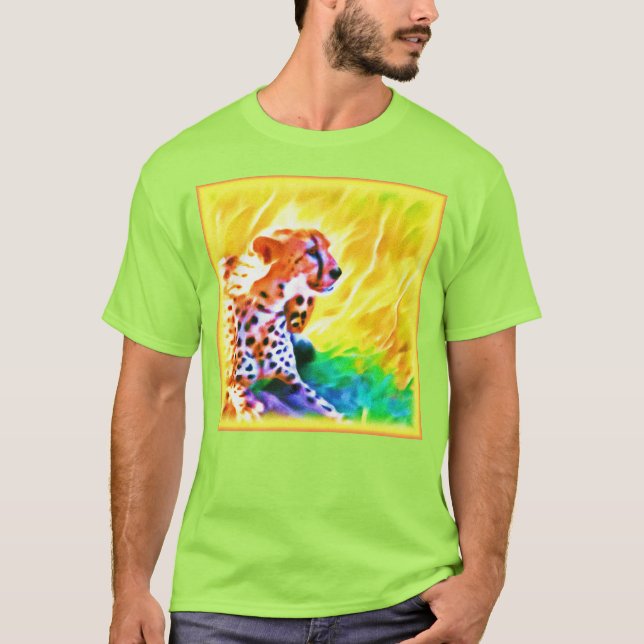 Camiseta Uma poderosa Pintura De Animais Cheetah. Compre ag (Frente)