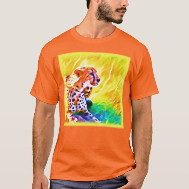 Camiseta Uma poderosa Pintura De Animais Cheetah. Compre ag (Frente)