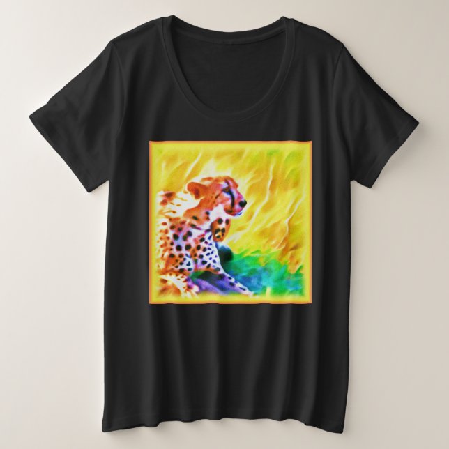 Camiseta Uma poderosa Pintura De Animais Cheetah. Compre ag (Frente do Design)