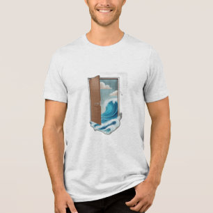 Camiseta Uma porta flutuando no céu.