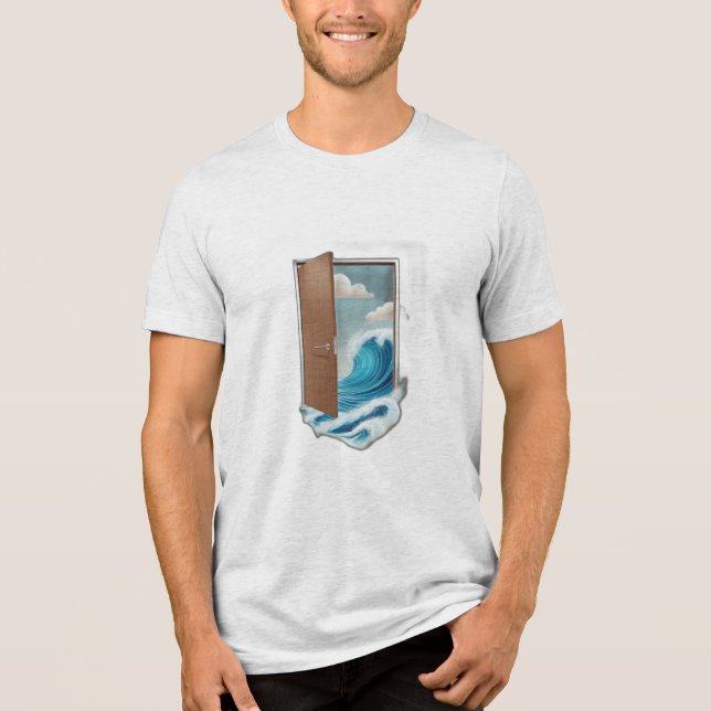 Camiseta Uma porta flutuando no céu. (Frente)