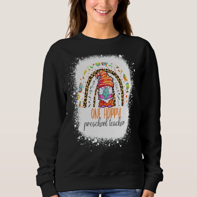 Camiseta Uma pré-escola de hoppy Professora Páscoa Leopard  (Frente)