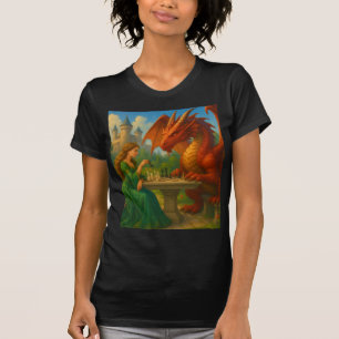 Camiseta Uma princesa jogando xadrez com uma arte de fantas