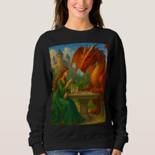 Camiseta Uma princesa jogando xadrez com uma arte de fantas