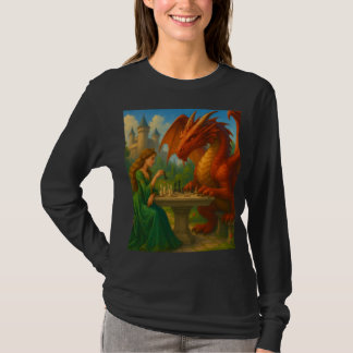 Camiseta Uma princesa jogando xadrez com uma arte de fantas