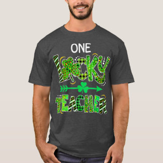 Camiseta Uma Professora Sortuda Shamrock Xadrez Leopard