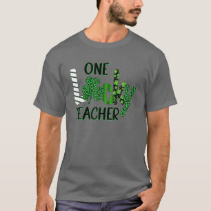 Camiseta Uma Professora Sortuda Xadrez Verde Shamrock St Pa