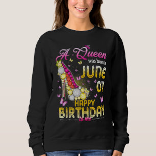 Camiseta Uma Rainha Foi Nascer Em 7 De Junho Feliz Aniversá