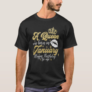 Camiseta Uma Rainha Foi Nascer Em Janeiro Feliz Aniversário
