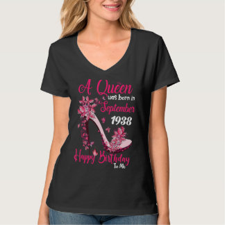 Camiseta Uma Rainha Foi Nascer Em Setembro De 1938 Feliz 84