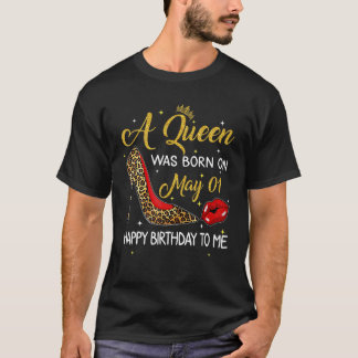 Camiseta Uma Rainha Foi Nascer No Dia 01 De Maio, Leopardo
