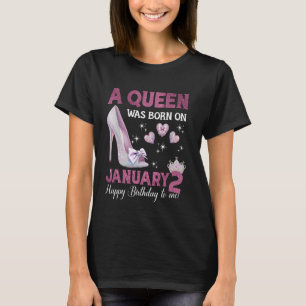Camiseta Uma Rainha Foi Nascer No Dia 2 De Janeiro