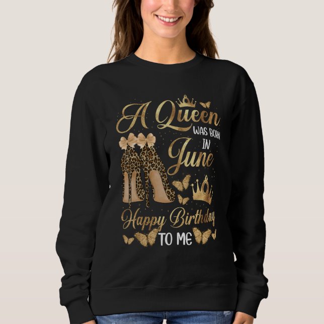 Camiseta Uma Rainha Nasceu Em Junho Saltos Leopard Queen (Frente)
