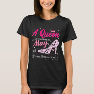 Camiseta Uma rainha nasceu em maio fofo engraçado feliz ani