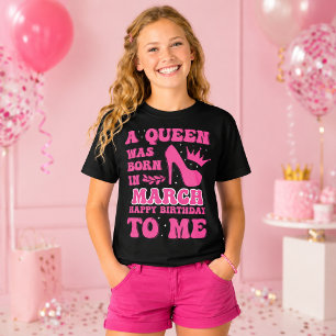 Camiseta Uma Rainha Nasceu em Março – Presente de Aniversár