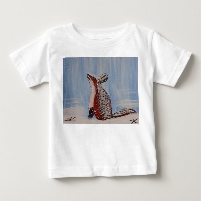 Camiseta Uma raposa na floresta nevada (Frente)