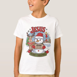Camiseta Uma rena com um tema de Natal halo