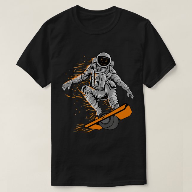 Camiseta uma roda engraçada tee astronauta OneWheel Flutuar (Frente do Design)