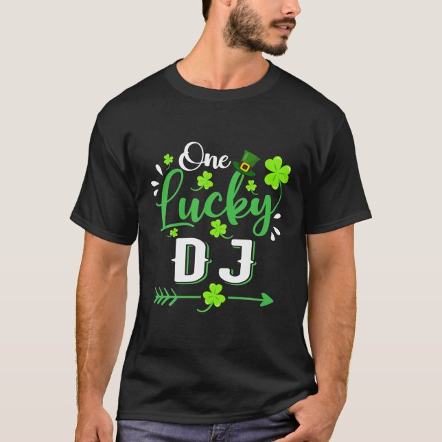 Camiseta Uma Rua De Chapéu Sortudo Do DJ Music Shamrock Lep (Frente)