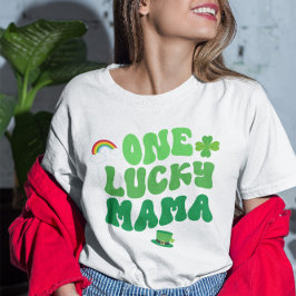 Camiseta Uma Rua de Lucky Mama. Dia de Patrick Shamrock fem