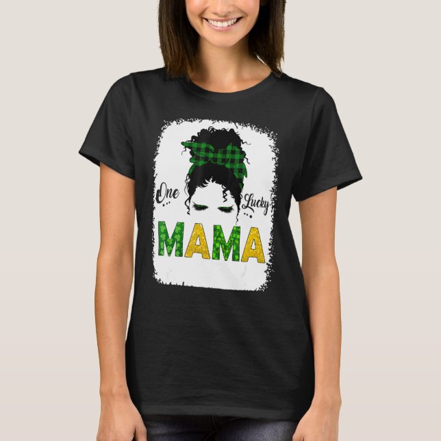 Camiseta Uma Sortuda Mãe Mensagem Bun Leopard Rua Patrick S (Frente)