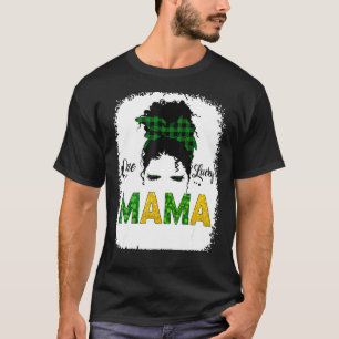 Camiseta Uma Sortuda Mãe Mensagem Bun Leopard Rua Patrick S
