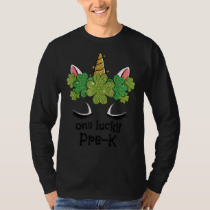 Camiseta Uma Sortuda Pré K Corno Unicórnio Enfrentando São