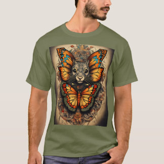 Camiseta Uma tatuagem de rei de rato-borboleta simbolizando