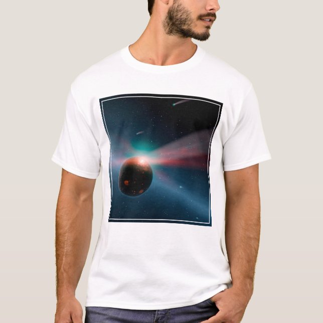 Camiseta Uma Tempestade De Cometas No Sistema Eta Corvi. (Frente)