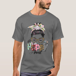 Camiseta Uma Tia Alegre Cabelo Coque Desarrumado Dia Feliz