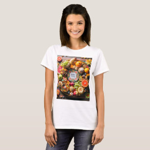 Camiseta uma tigela de comida que diz zam nela