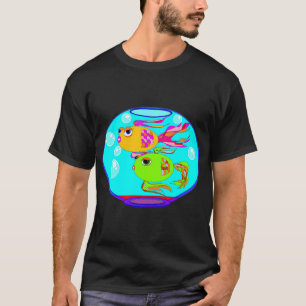 Camiseta Uma tigela de peixes com dois peixes nadando.